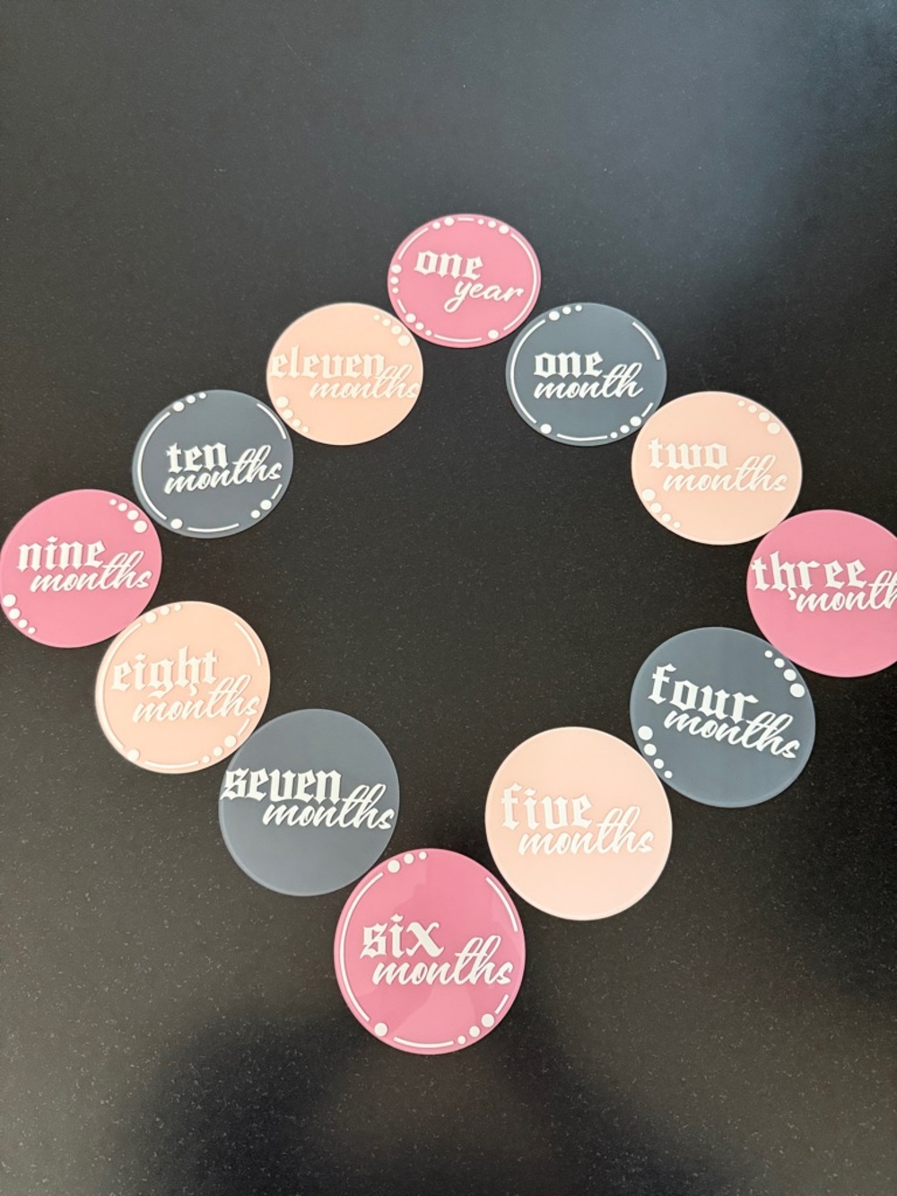 🌸3/$15 NEW Set of 12 Acrylic Monthly Milestone Markers Discs